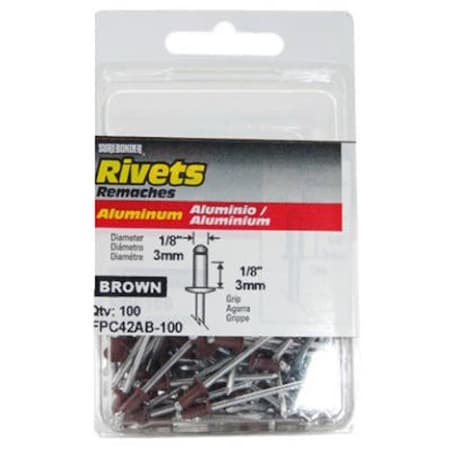 Fpc FPC FPC42AB-100 Surebonder 100 Pack Short Brown Aluminum Rivet 245100